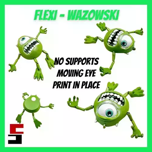 FLEXI MIKE WAZOWSKI PRINT-IN-PLACE articulated MONSTERS INC toy 3D print model