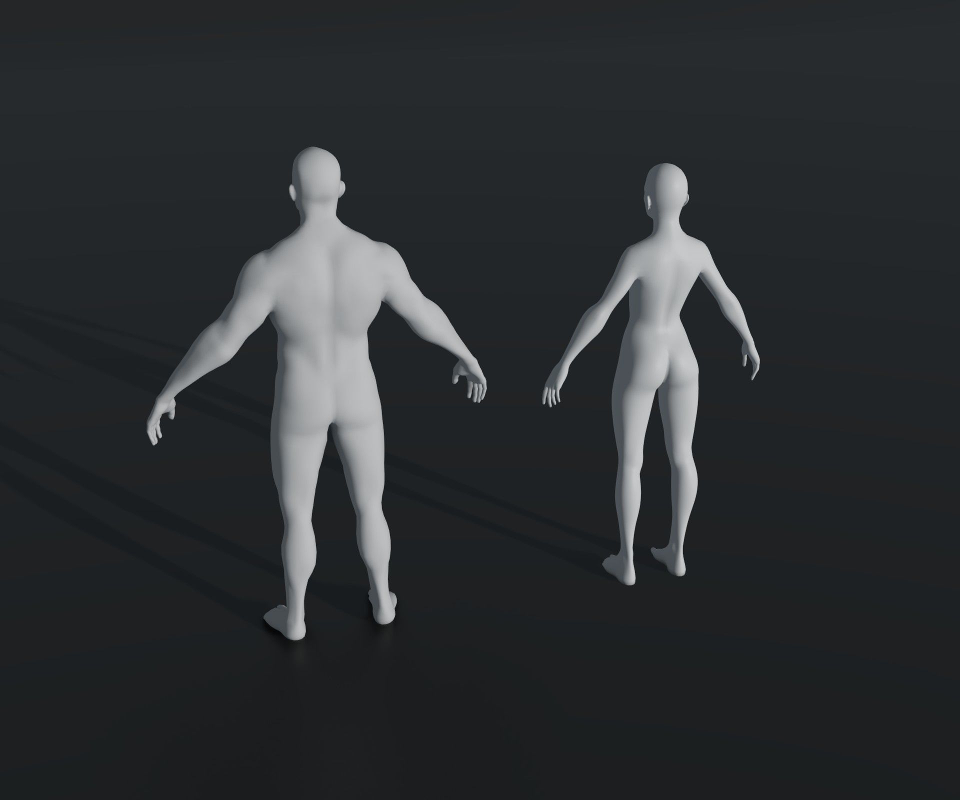 Male Female Body Base Mesh 28 Animations 3D Model 10k Polygons Low-poly 3D model_4