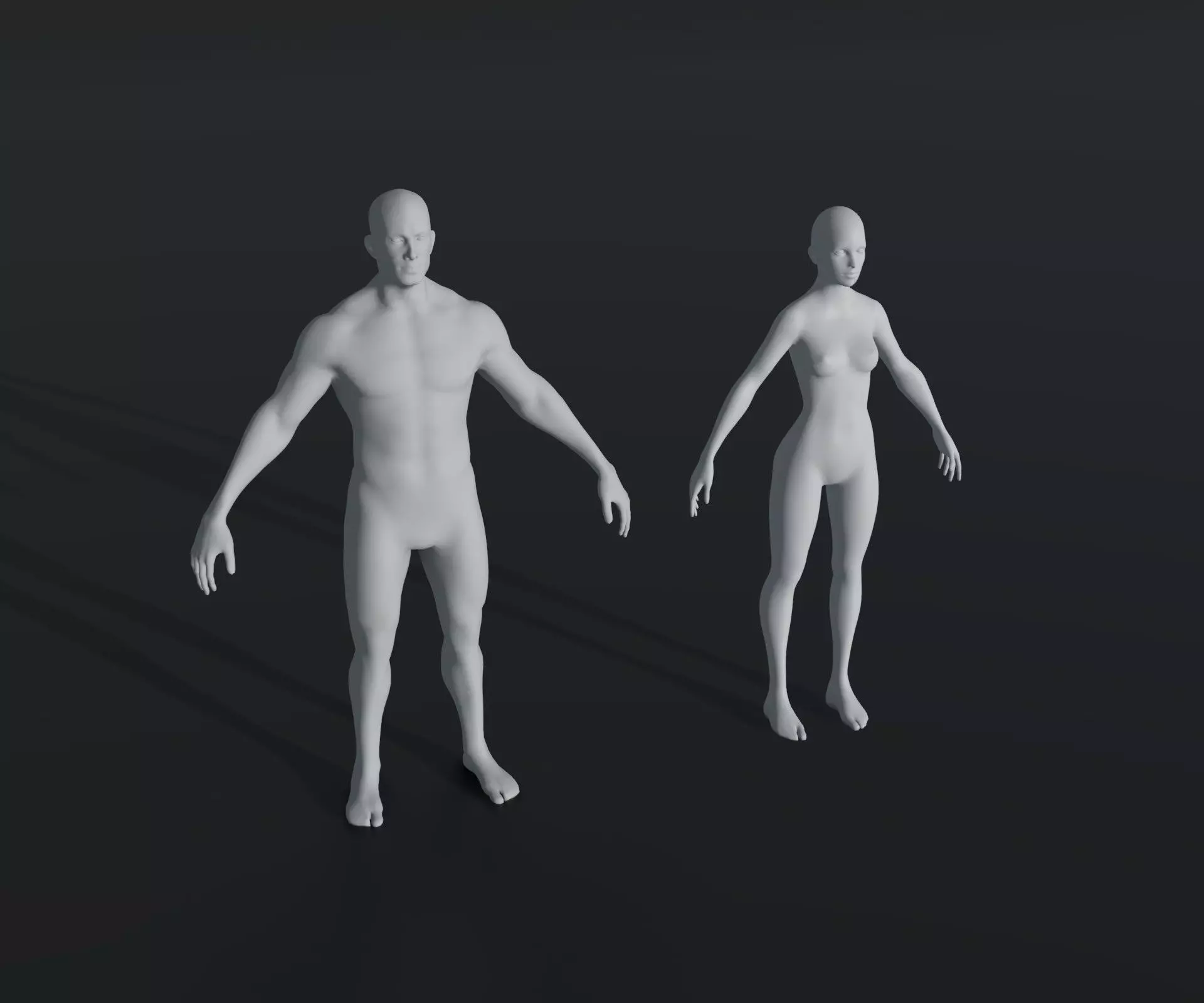 Male Female Body Base Mesh 28 Animations 3D Model 10k Polygons Low-poly 3D model_0