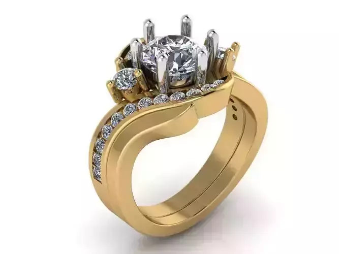 Wraped Around Diamond Ring With Notched Band 1356