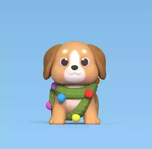 Dog With Xmas Ornament 3D print model