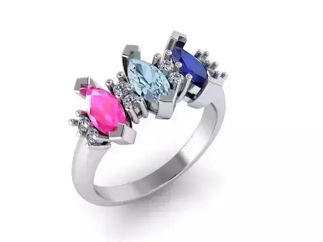 3-Stone Maqruise Cut Ring 1359