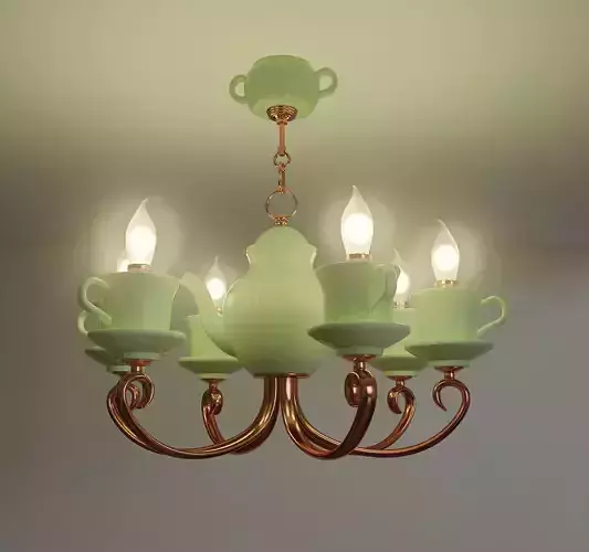 Chandelier in the form of a tea set 3D model