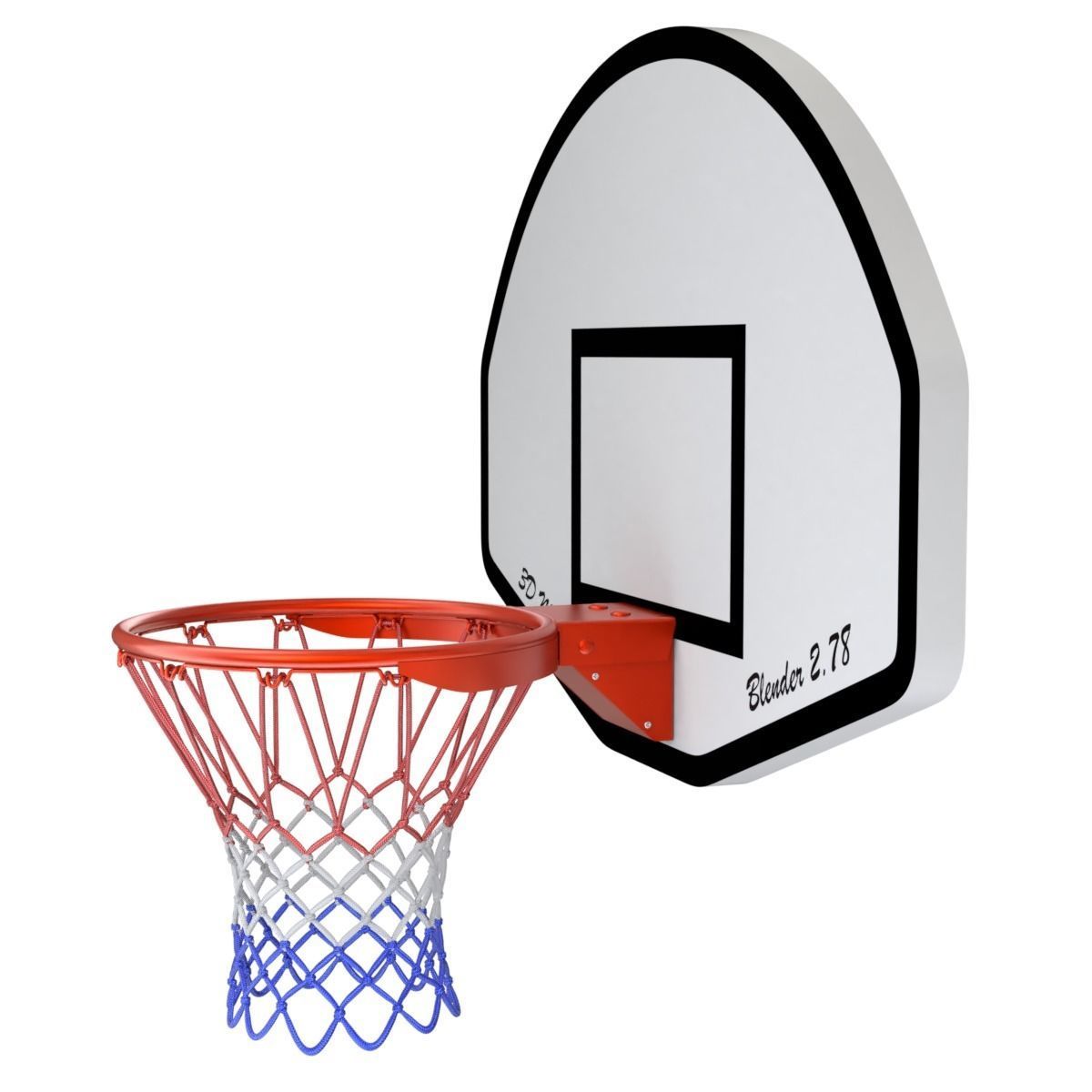 Basketball Rim With Backboard 3D model_12