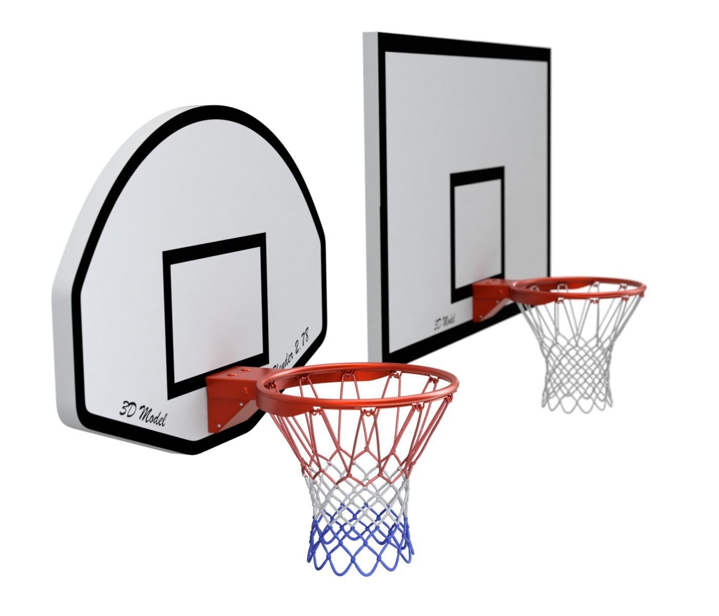 Basketball Rim With Backboard 3D model_1