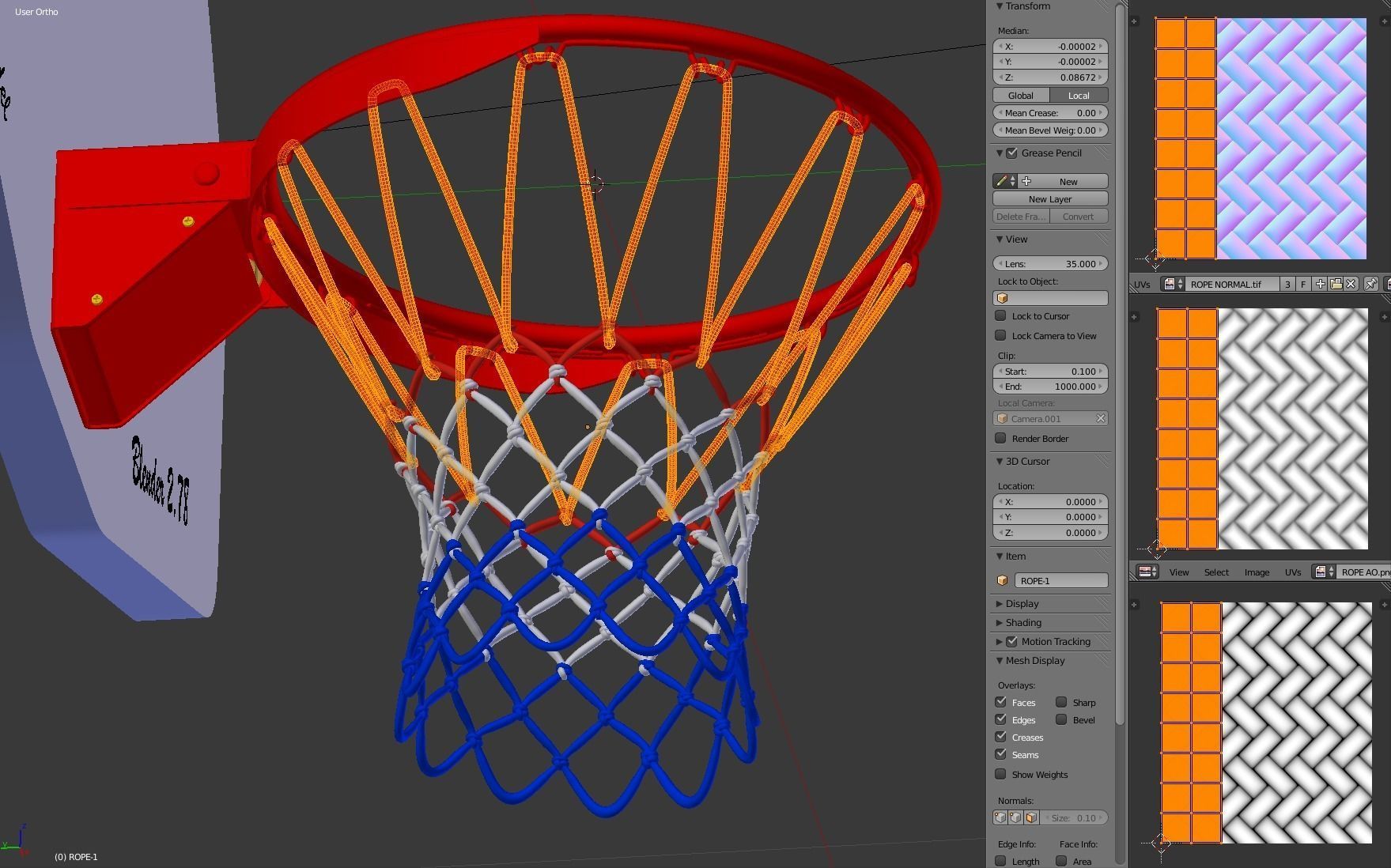 Basketball Rim With Backboard 3D model_23
