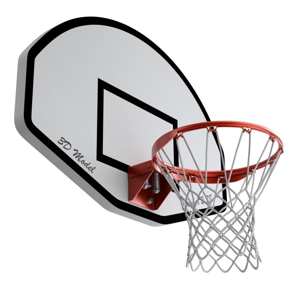 Basketball Rim With Backboard 3D model_4