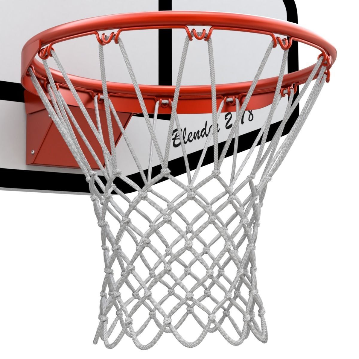 Basketball Rim With Backboard 3D model_3