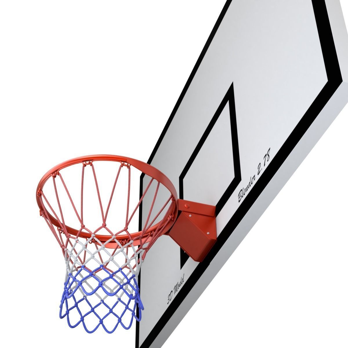 Basketball Rim With Backboard 3D model_13