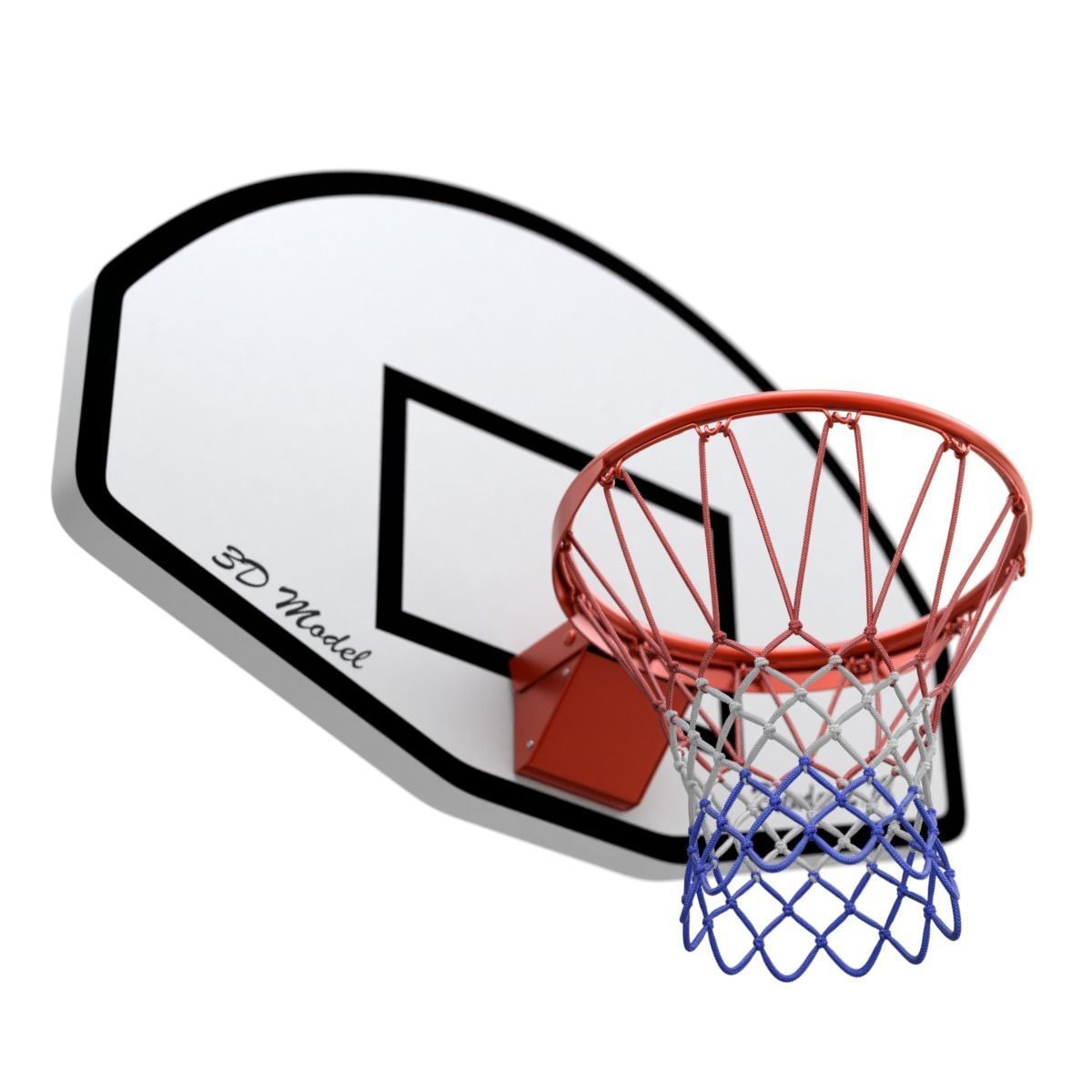 Basketball Rim With Backboard 3D model_9