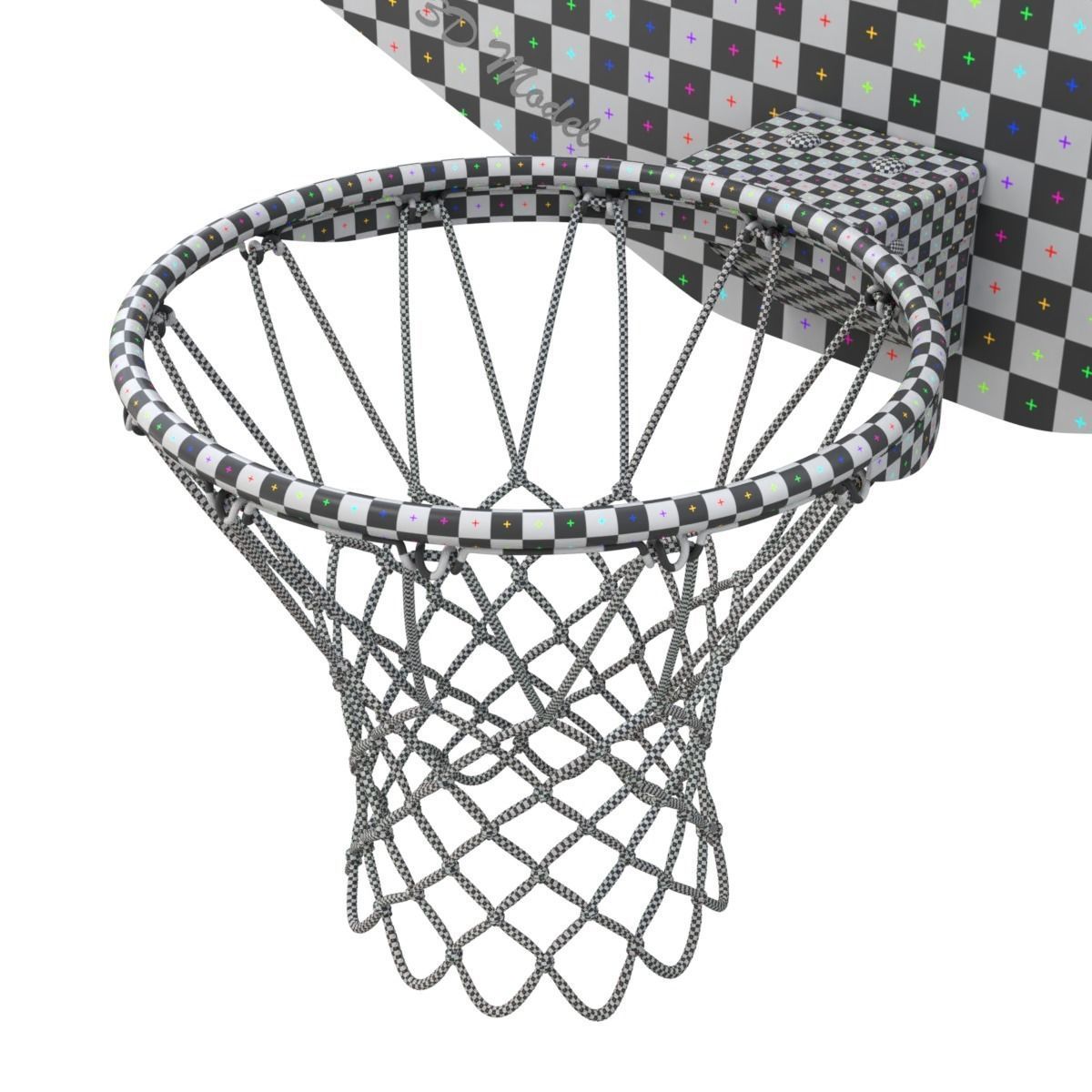 Basketball Rim With Backboard 3D model_19