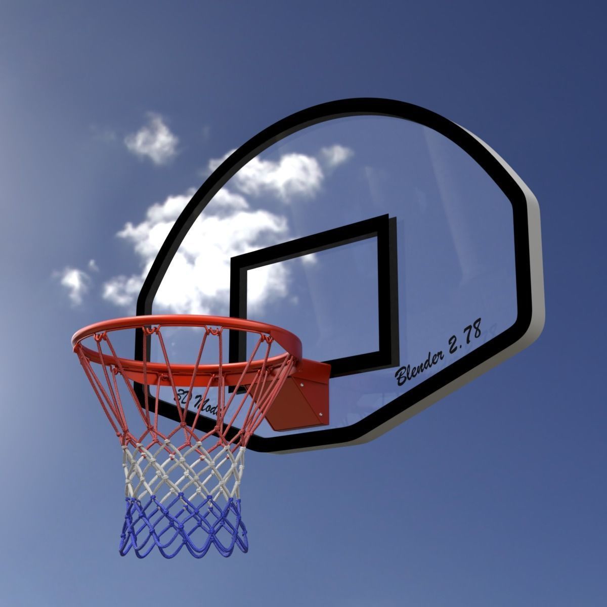 Basketball Rim With Backboard 3D model_10