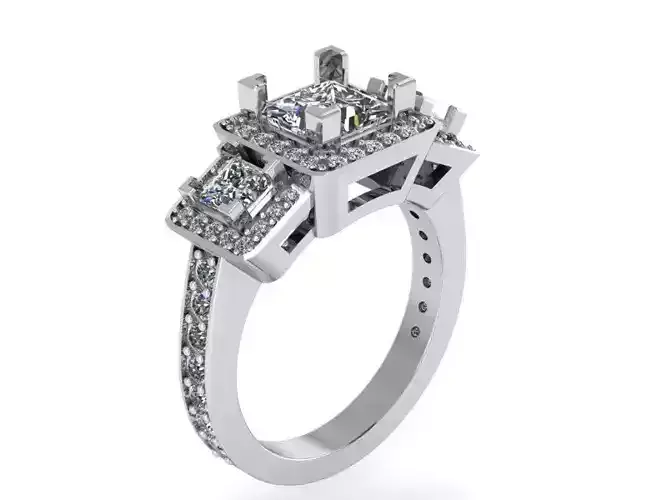 3-Stone Halo Ring 1369