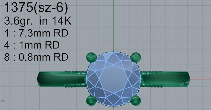 Solitaire Diamond Ring 1375 3D print model_4