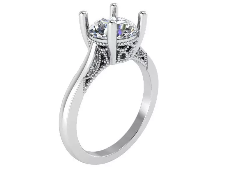 Solitaire Diamond Ring 1375 3D print model_0