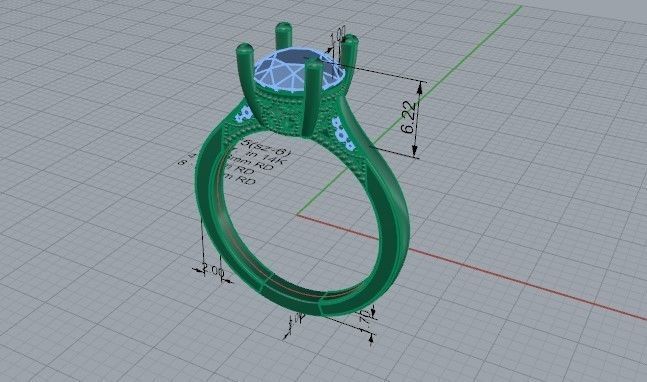 Solitaire Diamond Ring 1375 3D print model_5