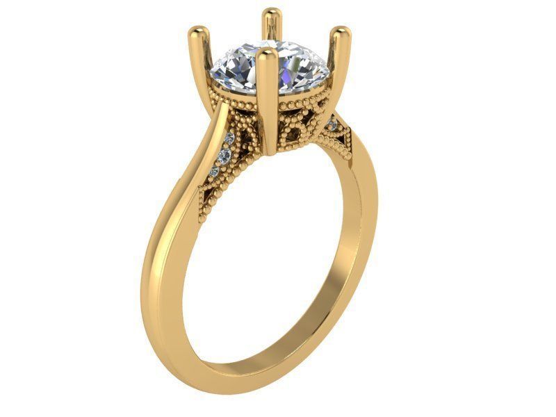 Solitaire Diamond Ring 1375 3D print model_1