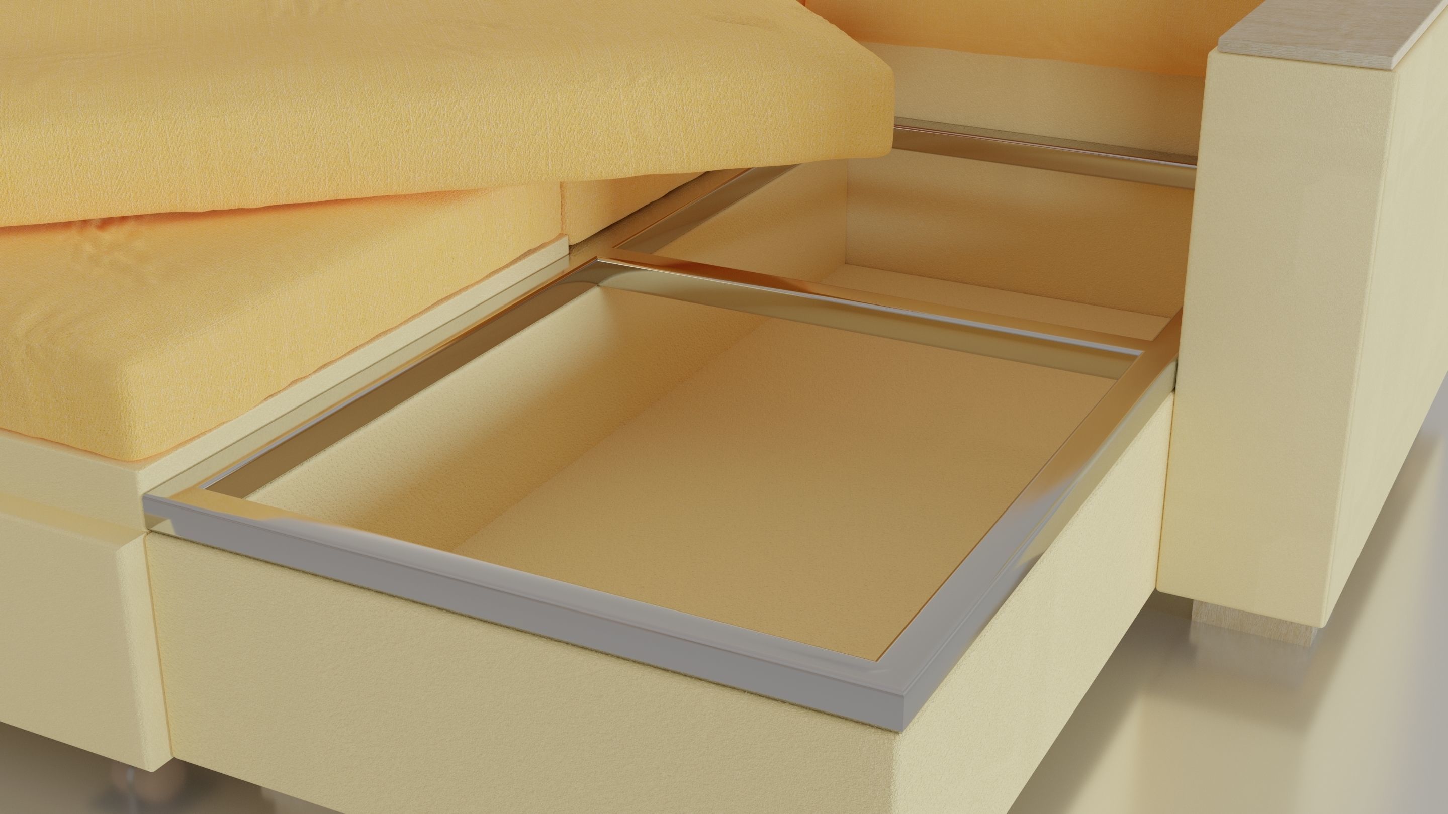 Animated orange leather-fabric sofa with small wooden table 3D model_17