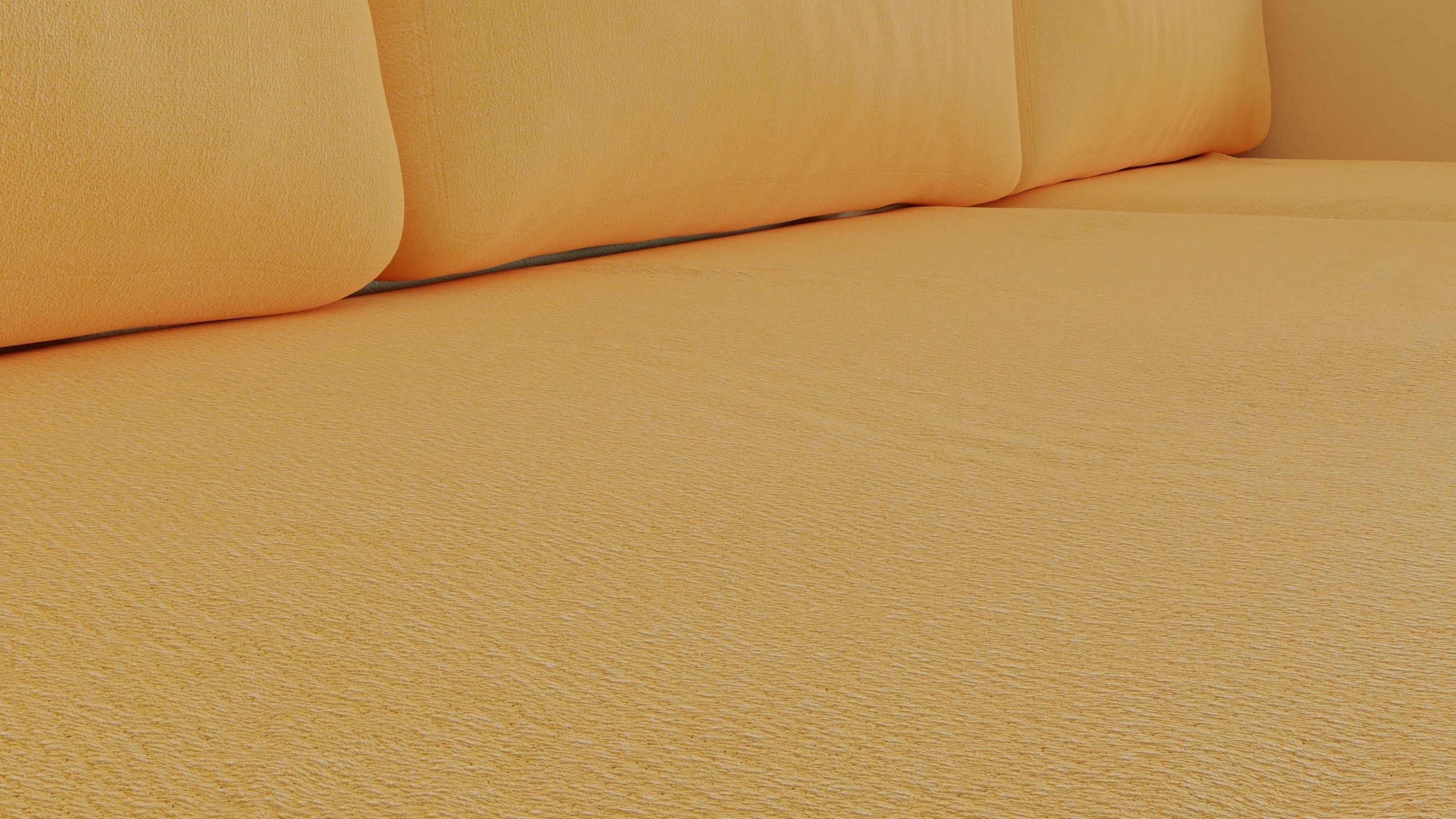 Animated orange leather-fabric sofa with small wooden table 3D model_13