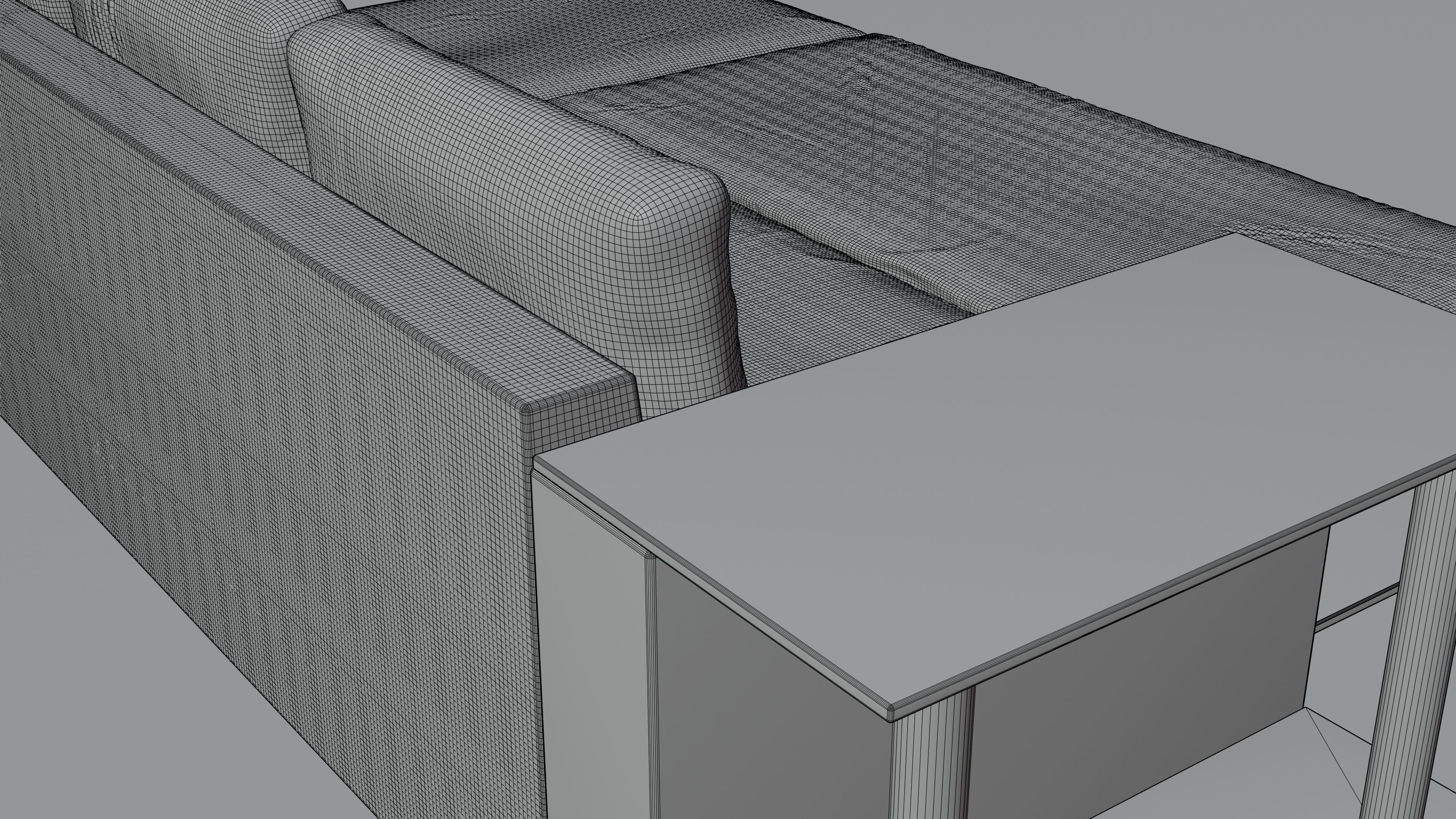 Animated orange leather-fabric sofa with small wooden table 3D model_31