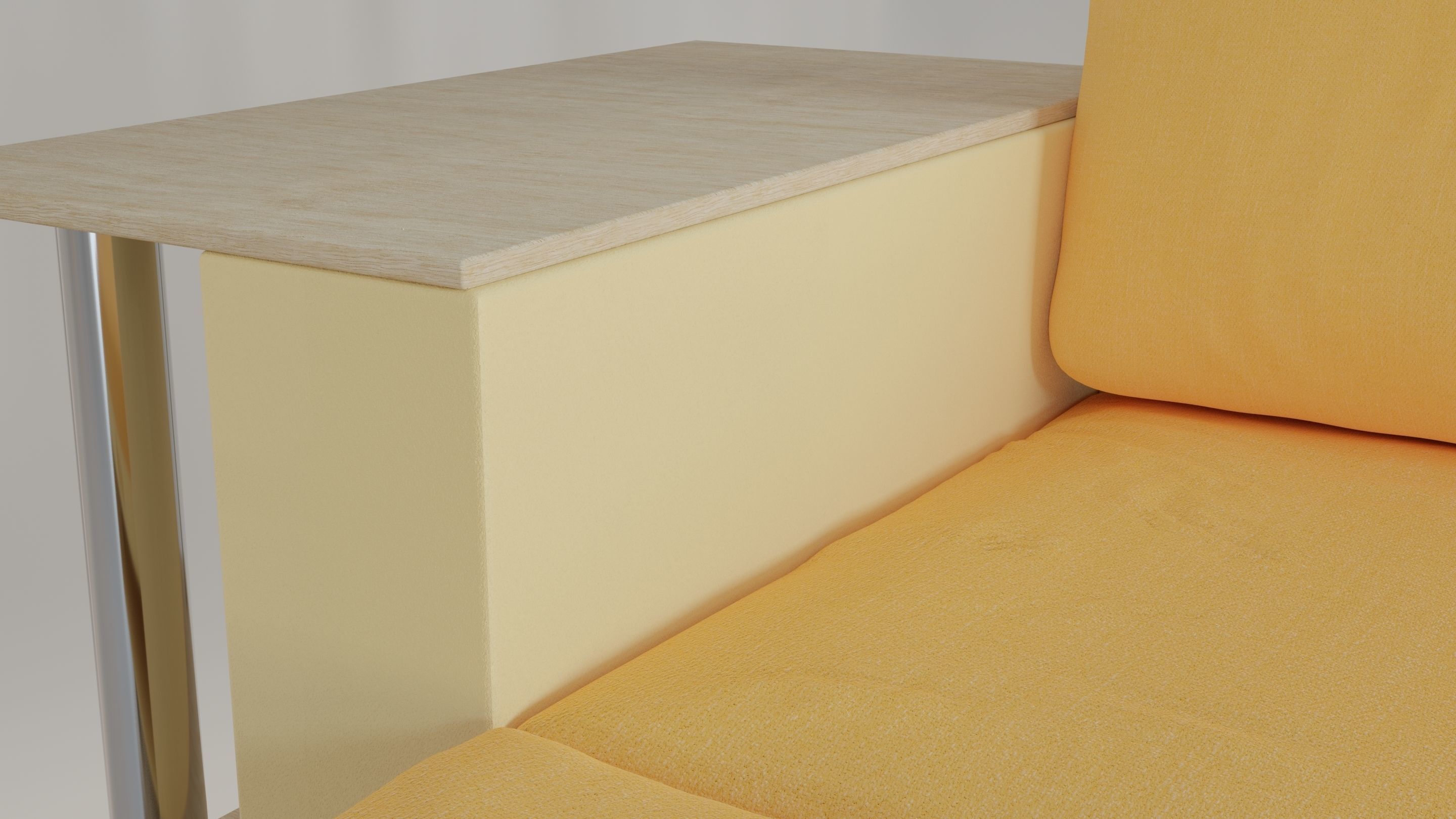 Animated orange leather-fabric sofa with small wooden table 3D model_9