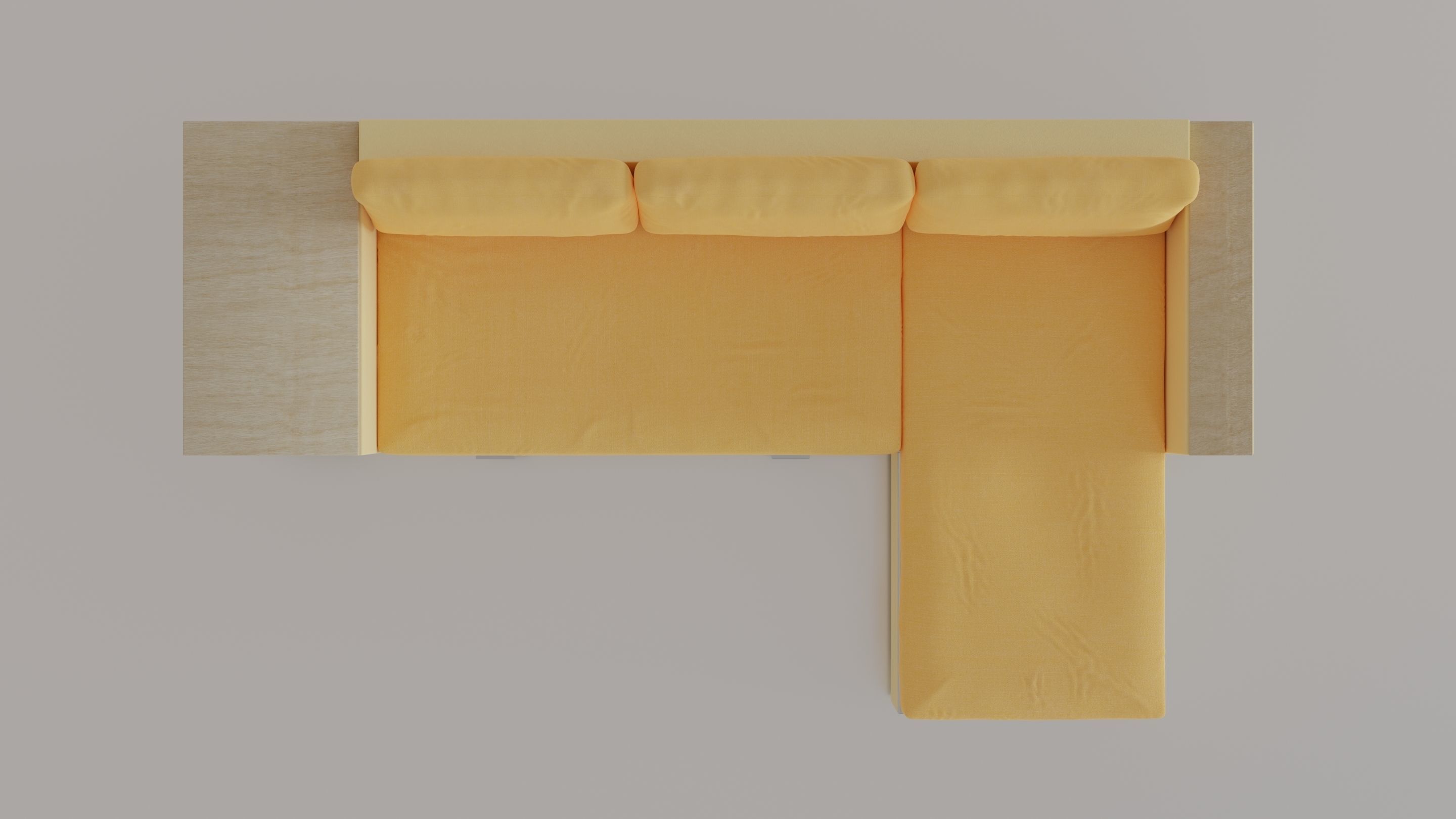 Animated orange leather-fabric sofa with small wooden table 3D model_22