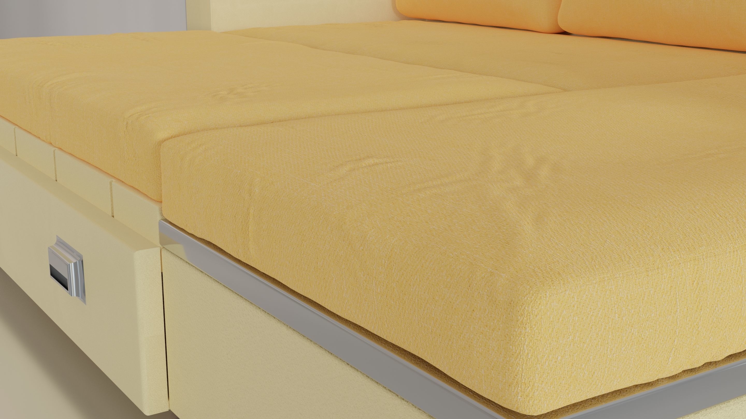 Animated orange leather-fabric sofa with small wooden table 3D model_8