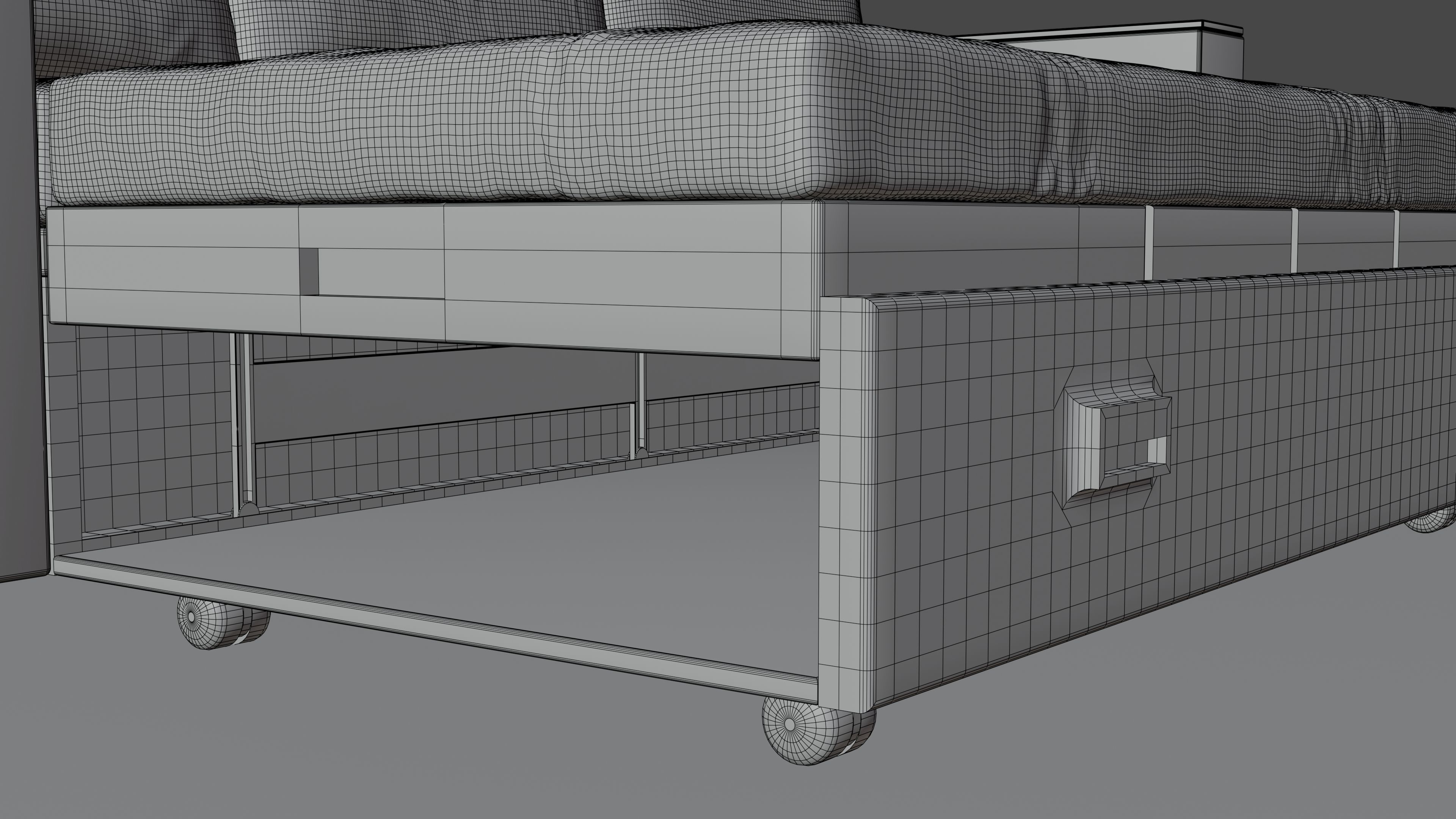 Animated orange leather-fabric sofa with small wooden table 3D model_30