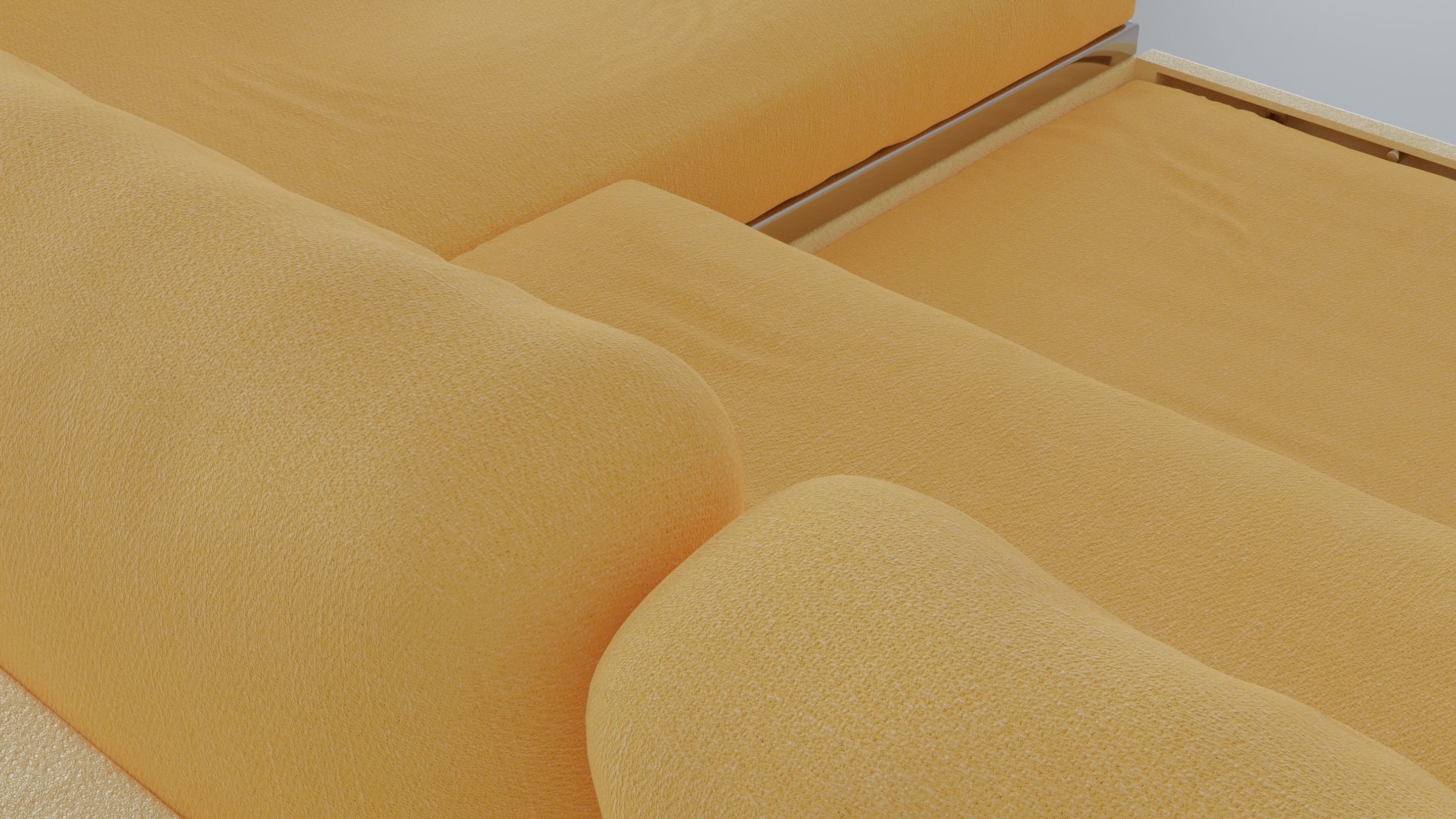 Animated orange leather-fabric sofa with small wooden table 3D model_14