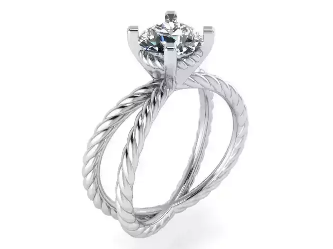 Rope Style Solitaire Ring 1376