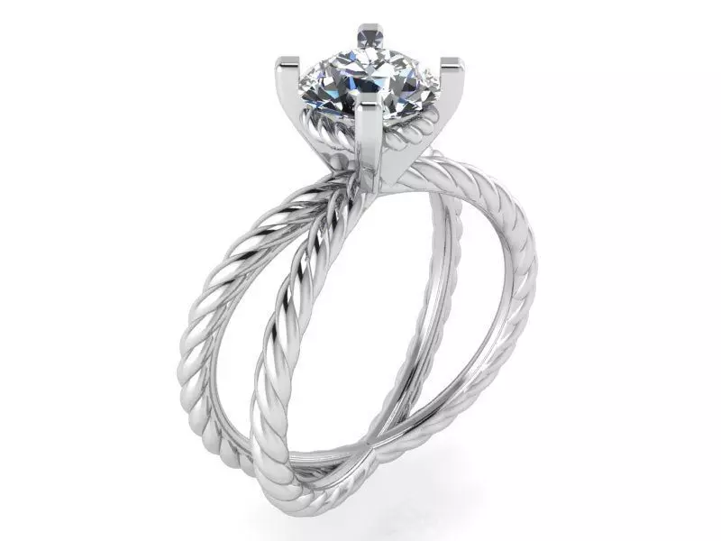 Rope Style Solitaire Ring 1376 3D print model_0