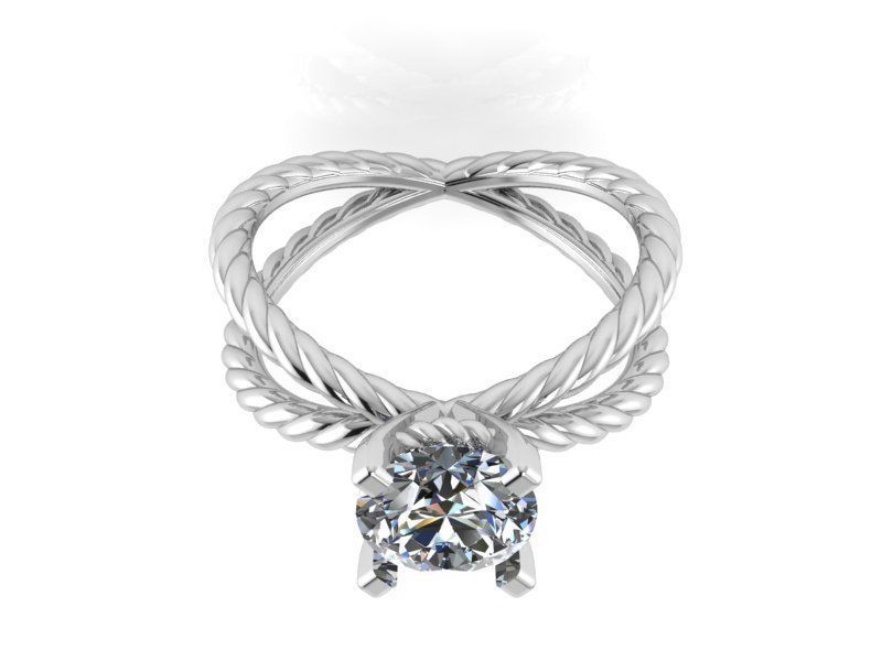 Rope Style Solitaire Ring 1376 3D print model_2