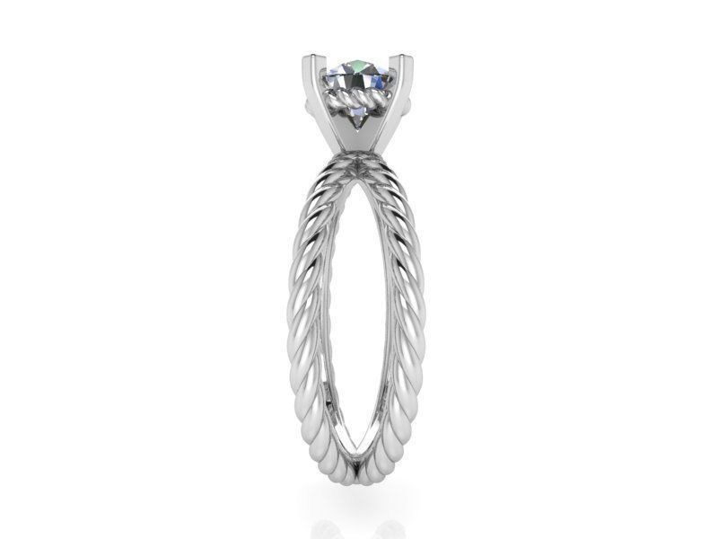 Rope Style Solitaire Ring 1376 3D print model_3