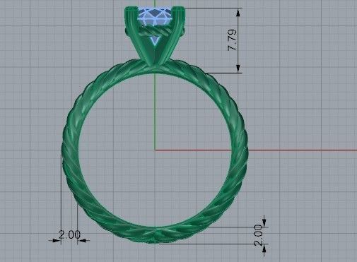 Rope Style Solitaire Ring 1376 3D print model_6
