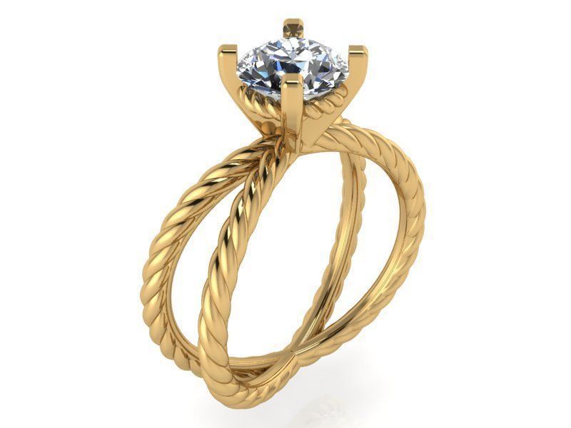 Rope Style Solitaire Ring 1376 3D print model_1
