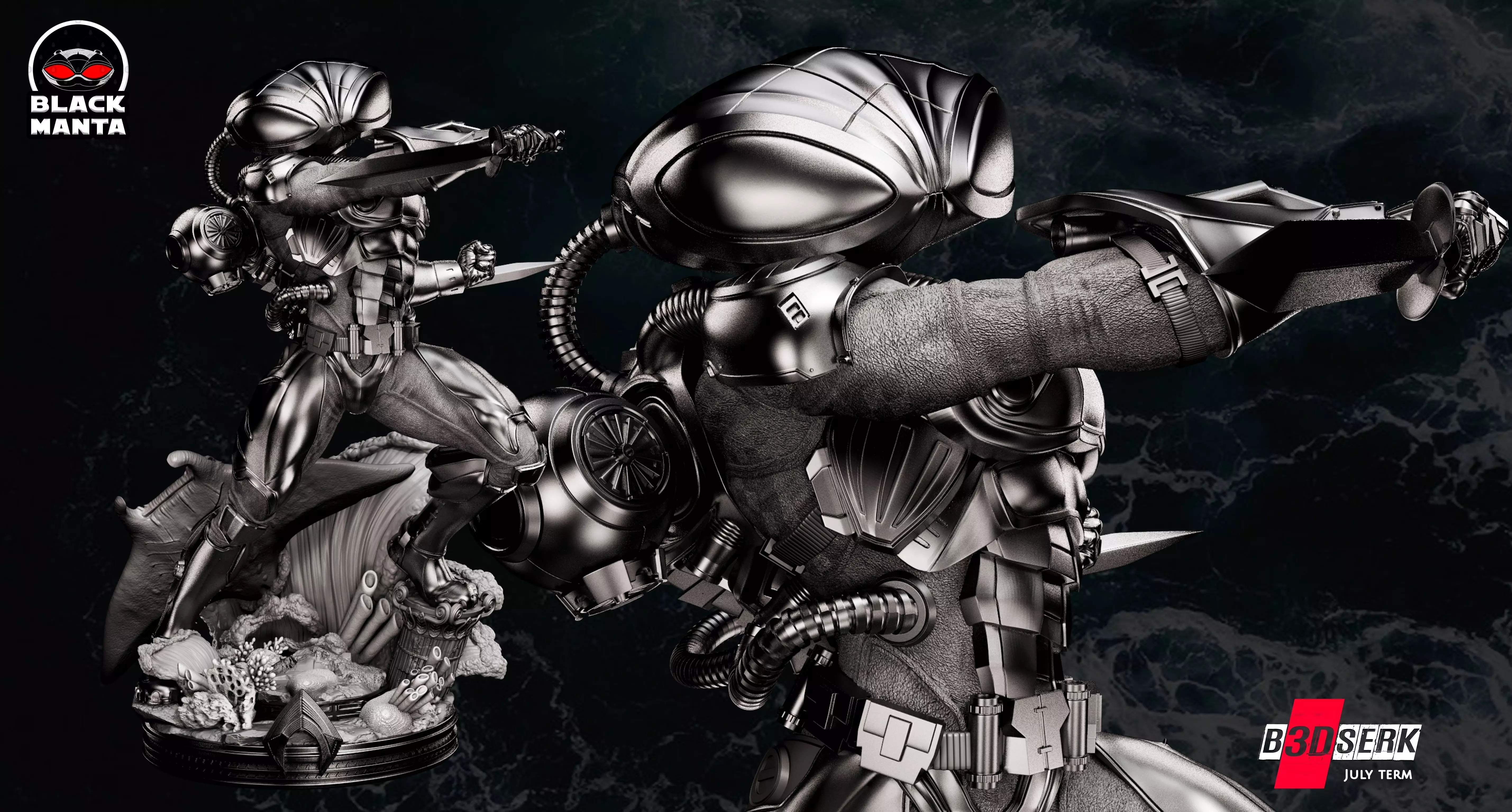 B3DSERK July Term Black Manta Sculpture 3D print model 3D print model