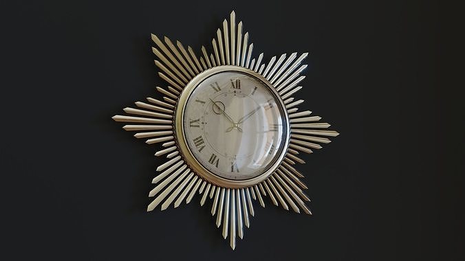 Mid-Century Starburst Clock Low-poly 3D model
