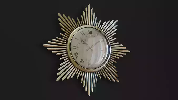 Mid-Century Starburst Clock Low-poly 3D model