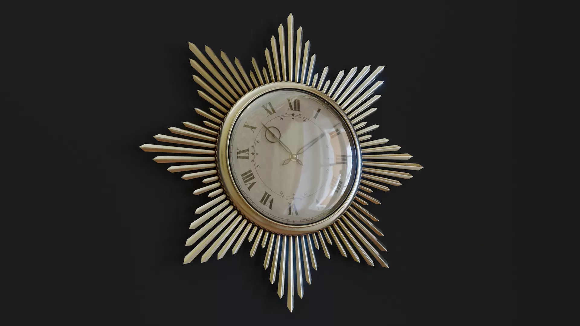 Mid-Century Starburst Clock Low-poly 3D model_0
