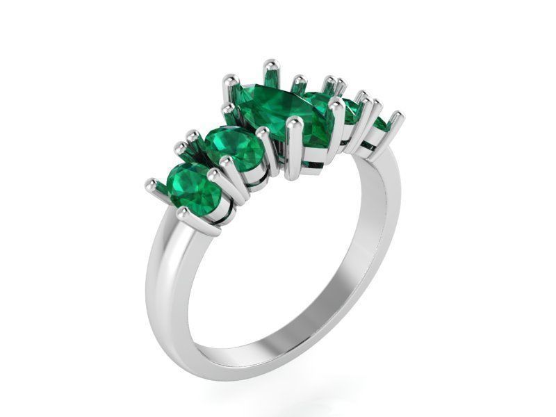 5-Stone Ring 1391 3D print model_1