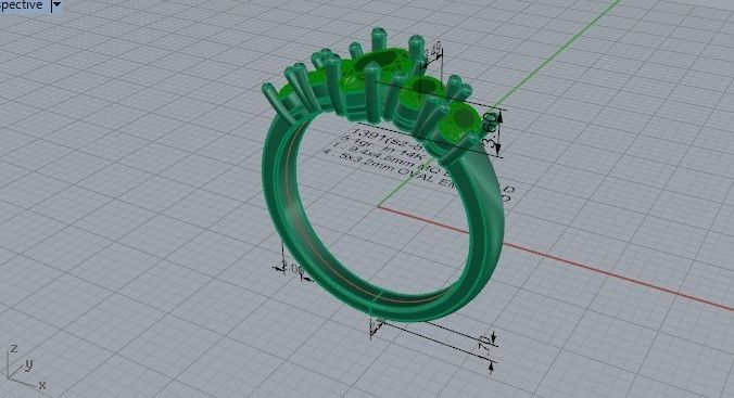 5-Stone Ring 1391 3D print model_5