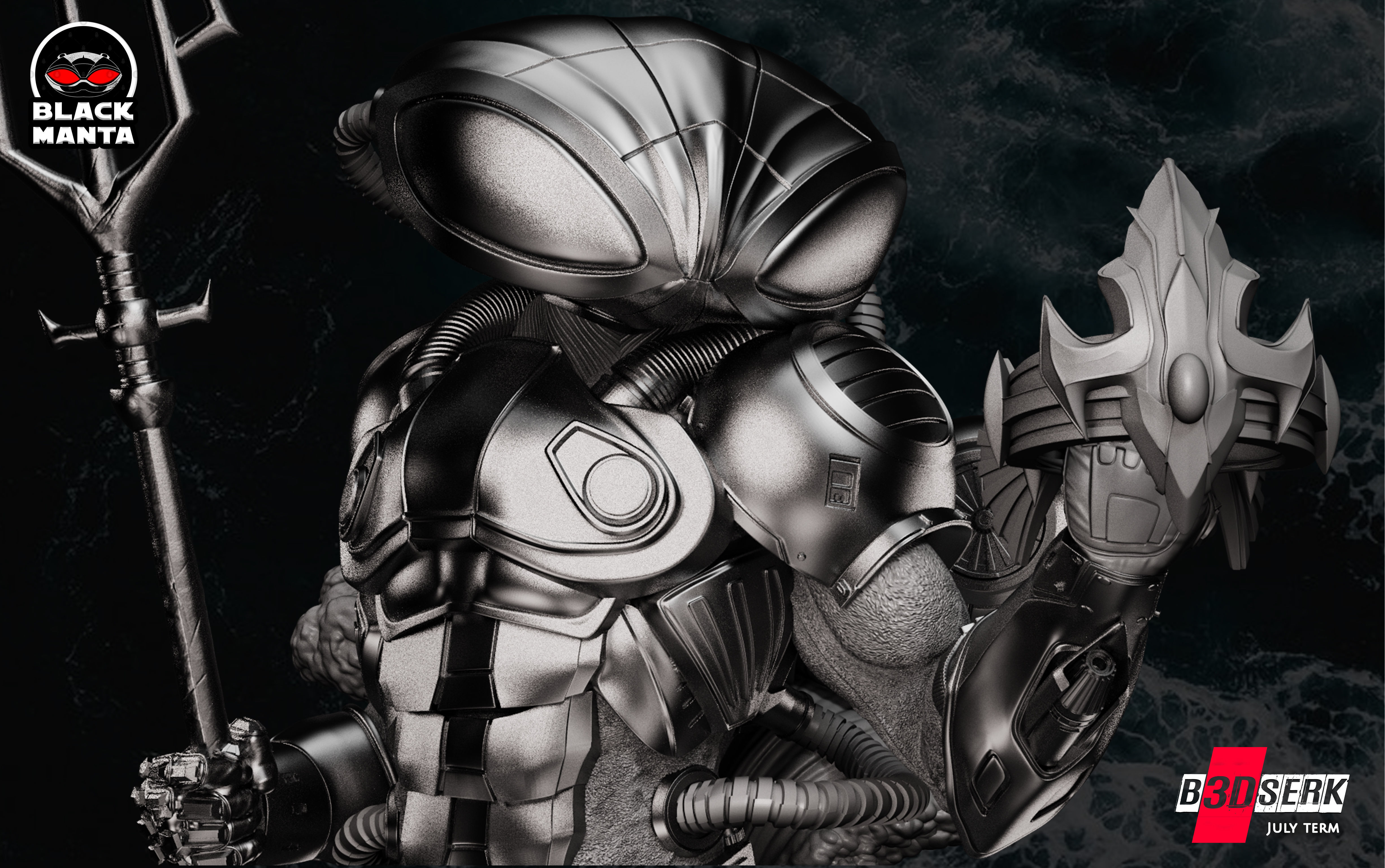 B3DSERK July term 2022 Black Manta Bust ready for printing 3D print model_4