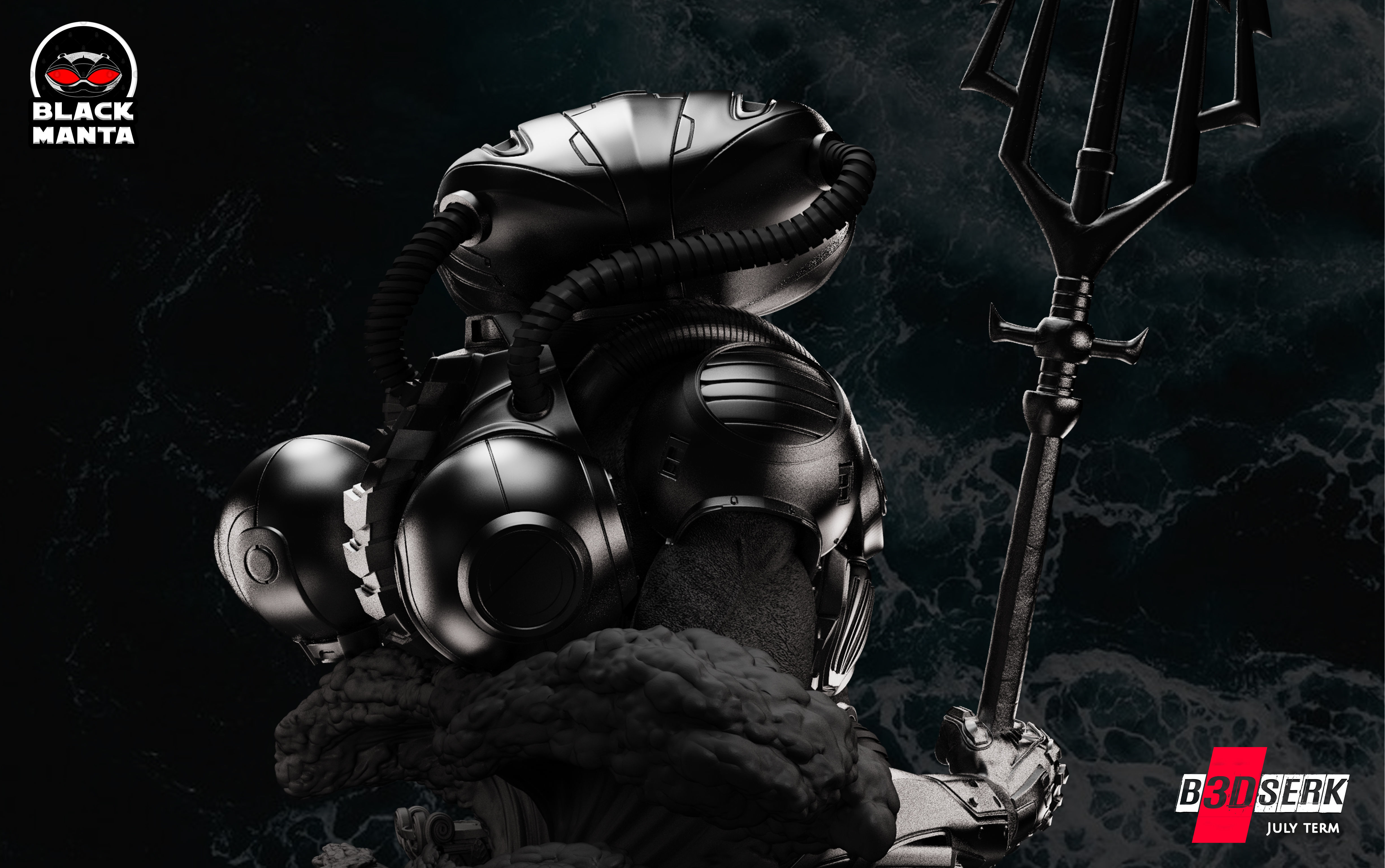 B3DSERK July term 2022 Black Manta Bust ready for printing 3D print model_6