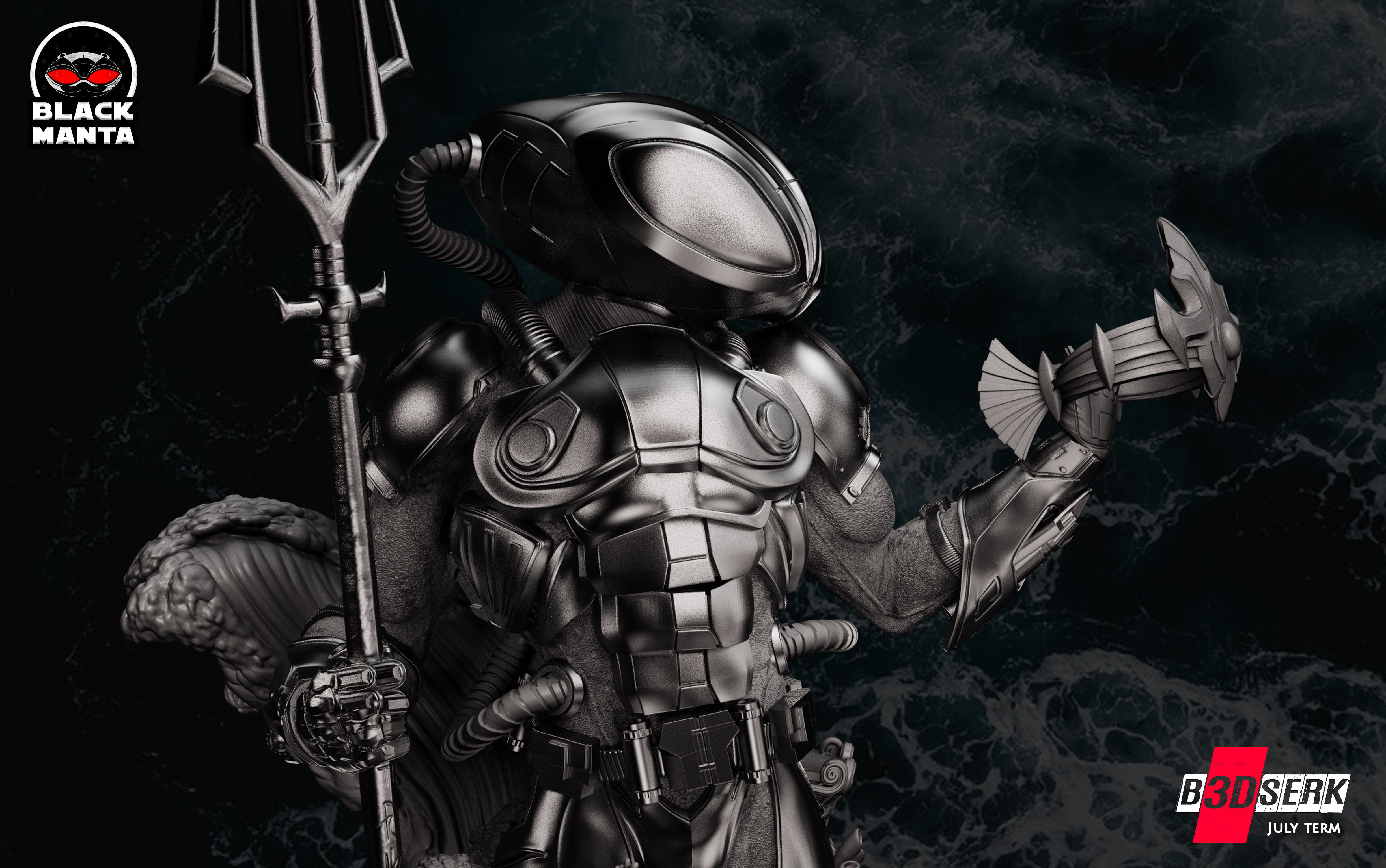 B3DSERK July term 2022 Black Manta Bust ready for printing 3D print model_5