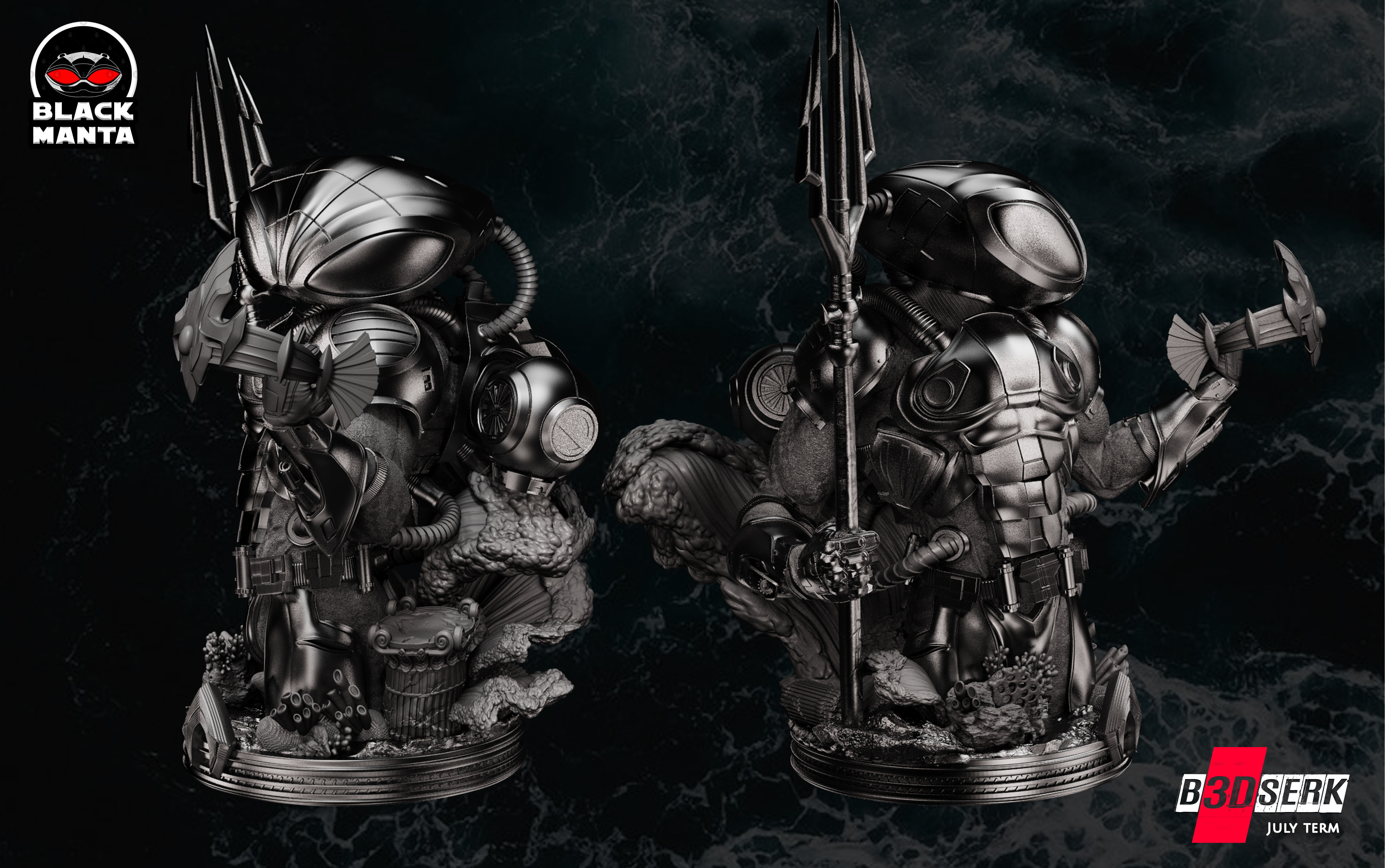 B3DSERK July term 2022 Black Manta Bust ready for printing 3D print model_2