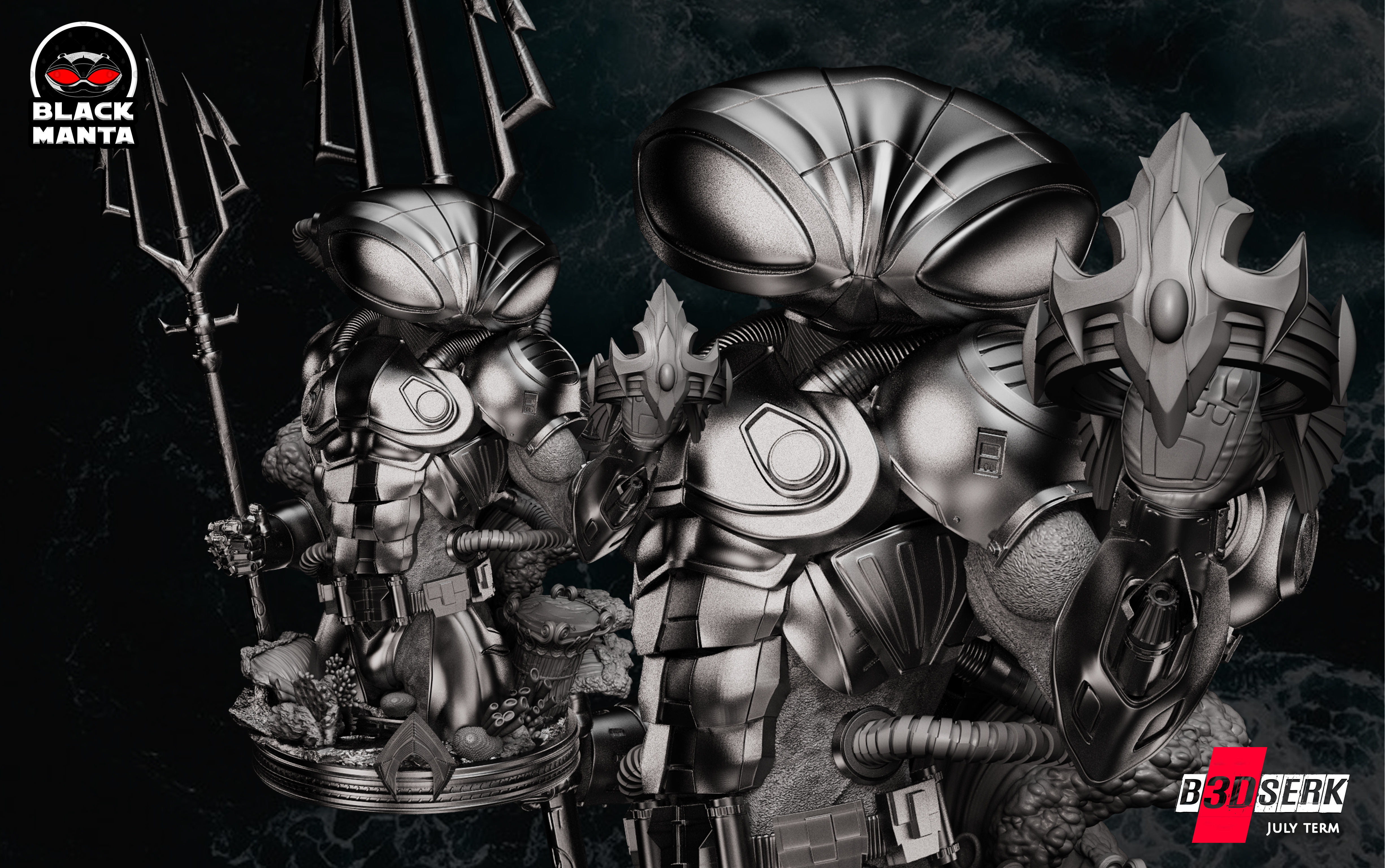 B3DSERK July term 2022 Black Manta Bust ready for printing 3D print model_1