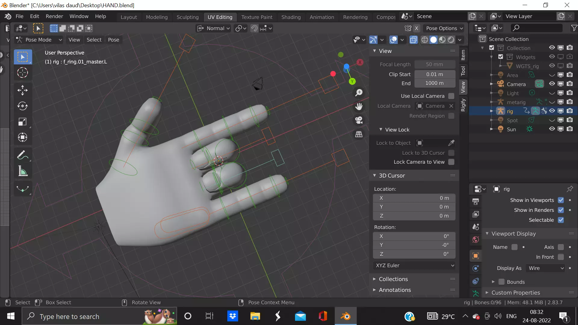 CARTOON HAND WITH RIGGED 3D model