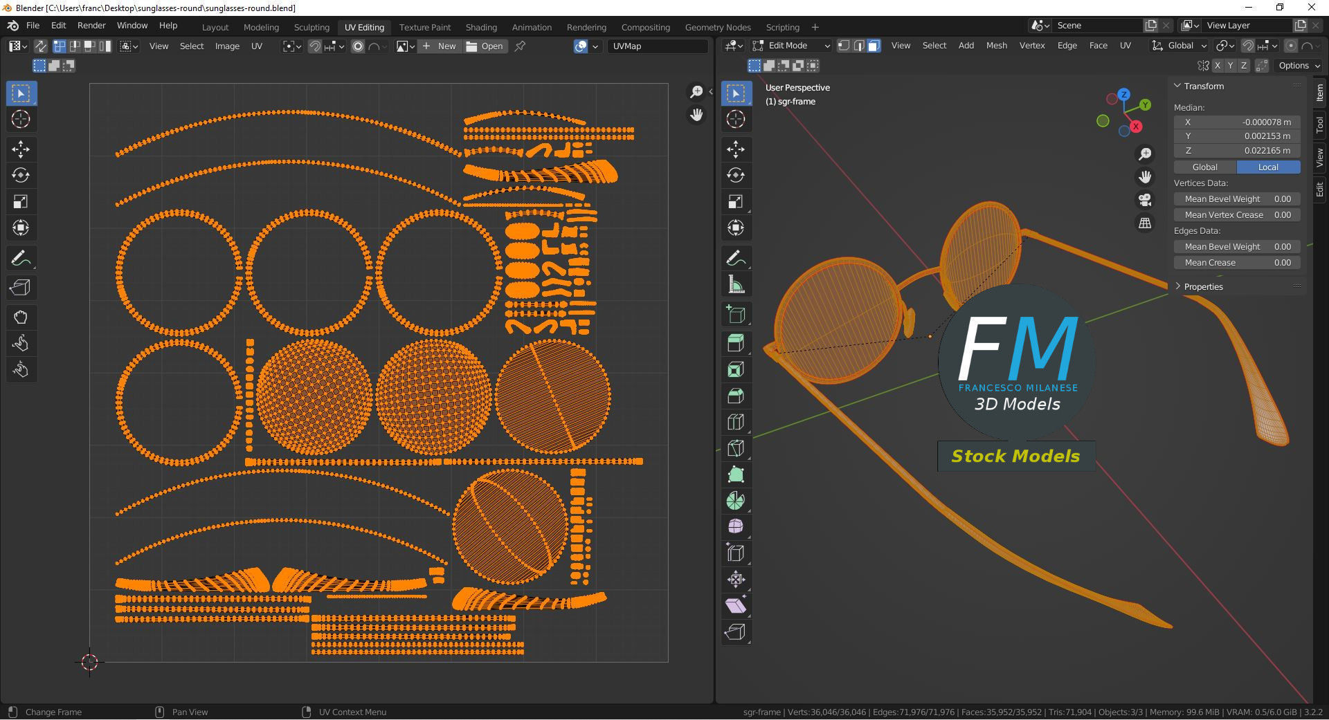 Sunglasses round 3D model_10