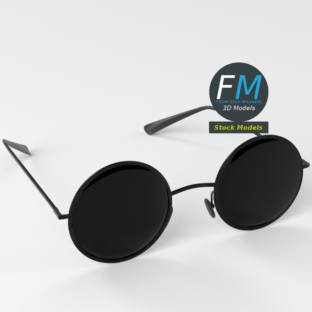 Sunglasses round 3D model_5