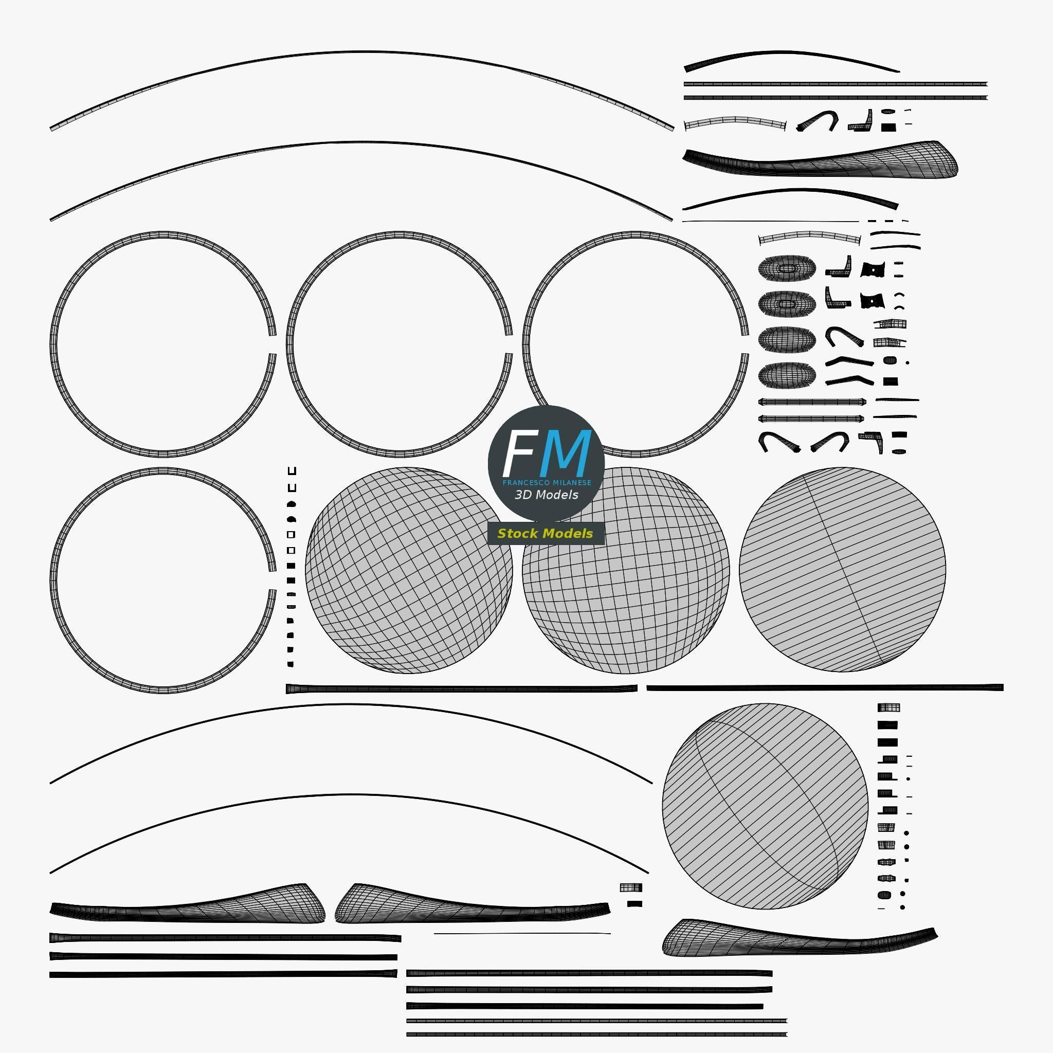 Sunglasses round 3D model_11
